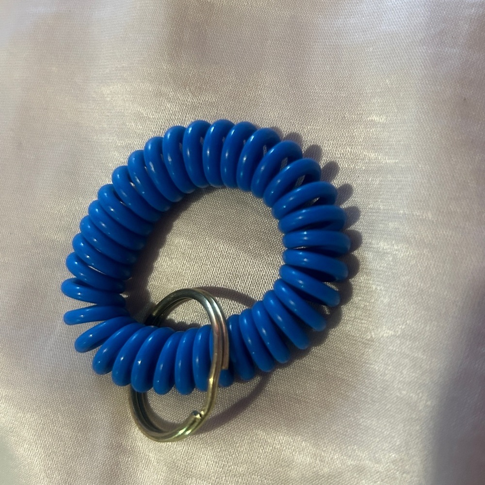 Bright Blue Spiral Key Ring Hair Coil
